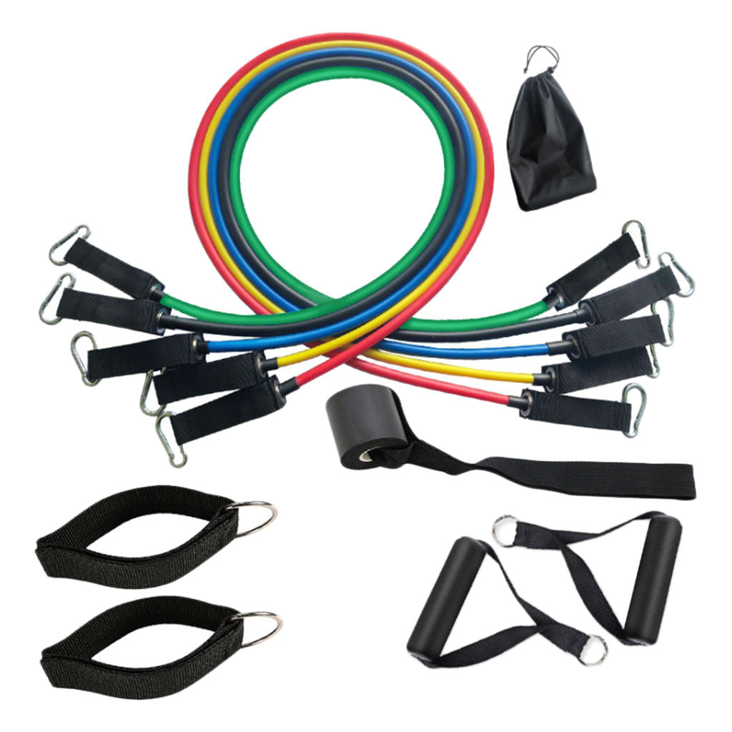 11Pcs 10-30lbs Resistance Band Set Pull Rope Indoor Yoga Fitness 120cm