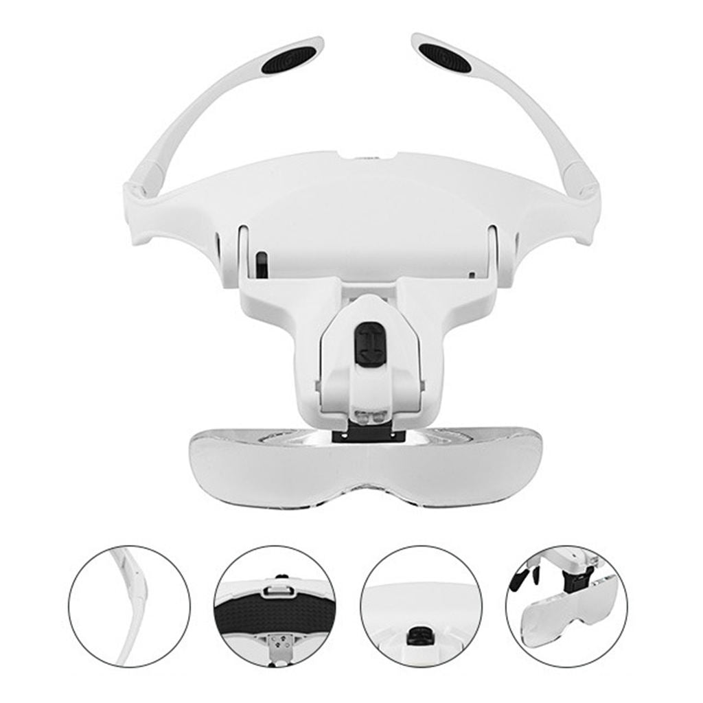 Headband Magnifying LED Light Head Loupe Jeweler Watch Magnifier 5 Lens