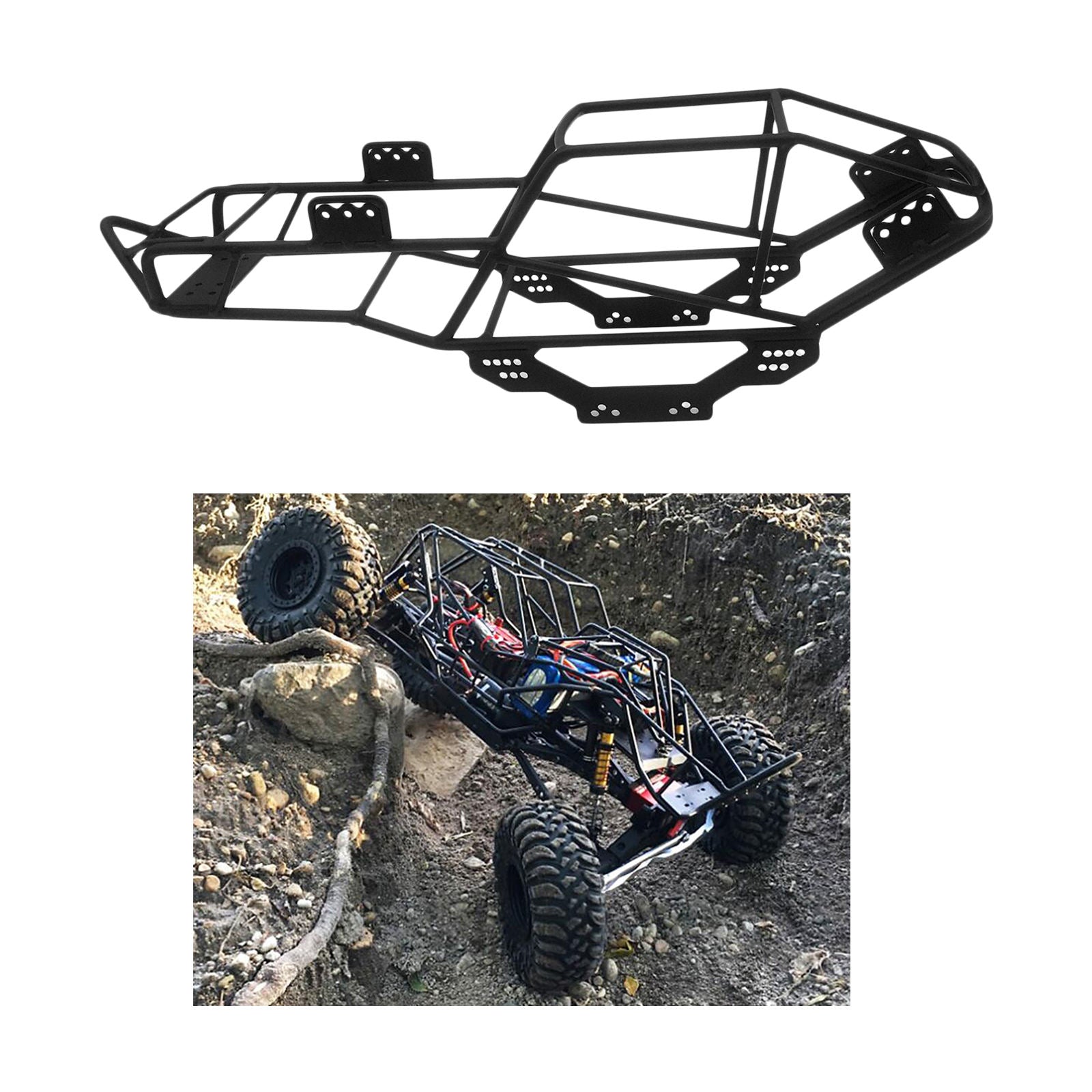 Black Metal RC Roll Cage Frame for SCX10 90022 1/10 RC Truck Hobby Car Parts