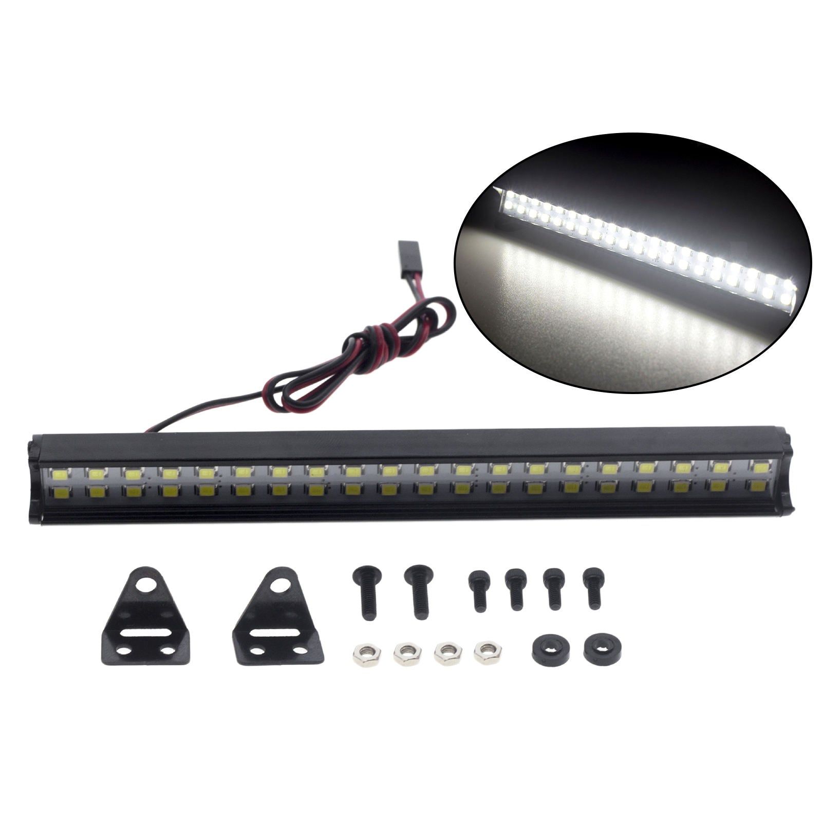 Double Row LED Light Bar Metal Roof Lamp for SCX10 D90 1/10 Scale RC Crawler