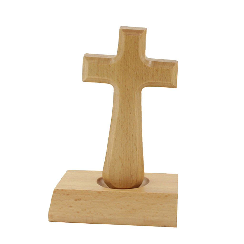 Holy Wooden Standing Cross Handmade Altar Cross Plain Home Decor Square top