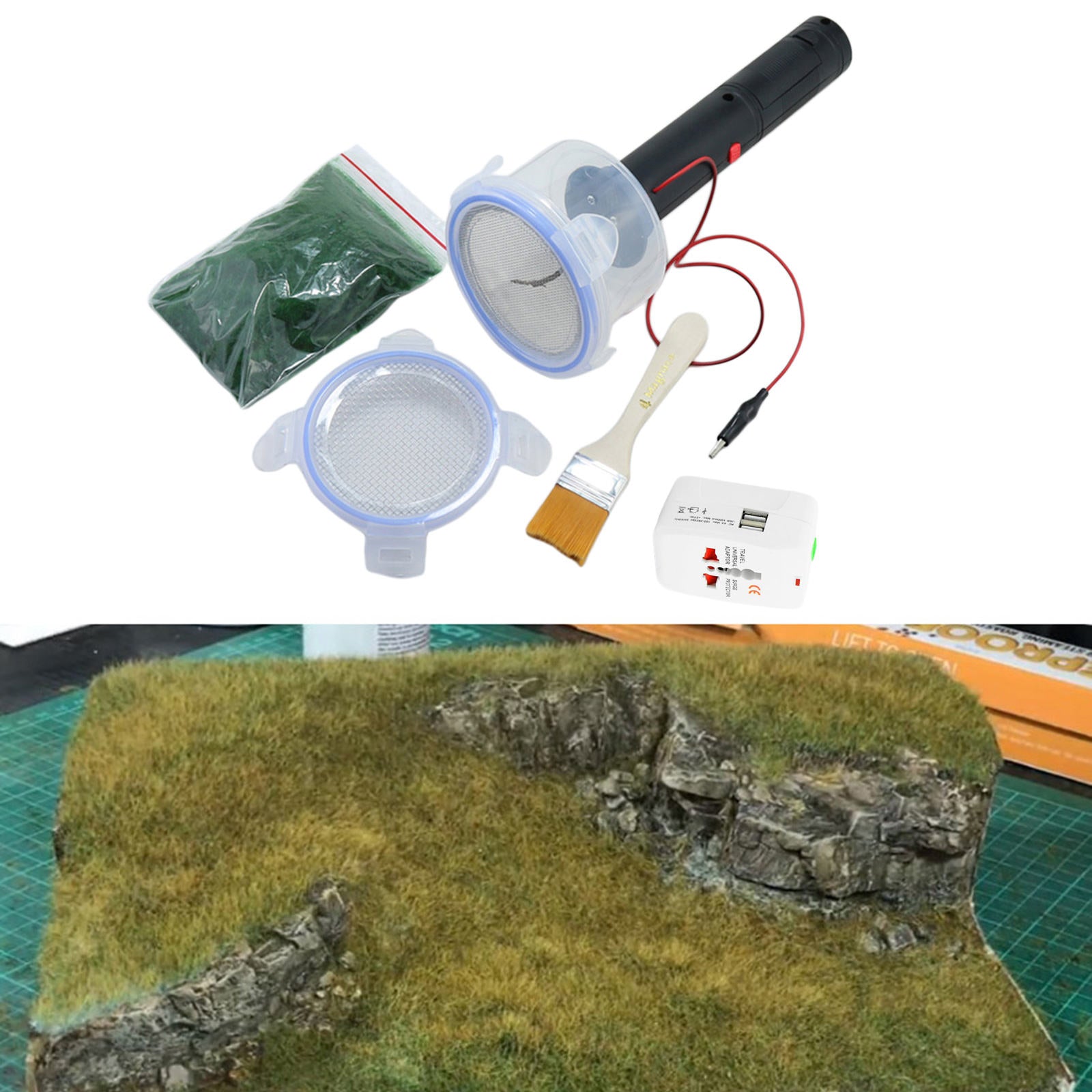 Static Grass Applicator Kit Modelling Diorama Flocking Machine DIY Accs