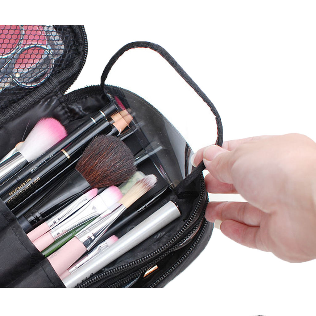 Travel Cosmetic Makeup Bag Womens Toiletry Organizer Train Case Pink