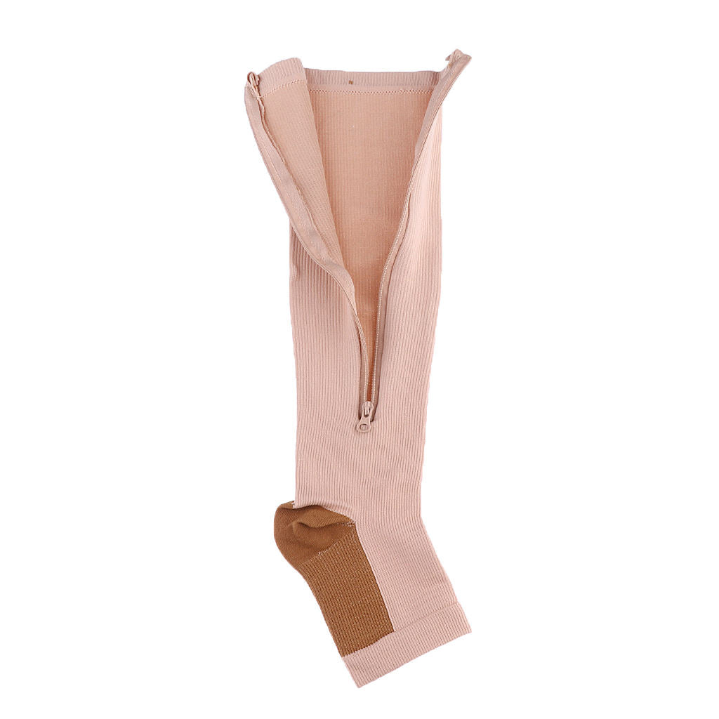 2 Pairs Copper Compression Socks Leg Support Open Toe Stockings XXL