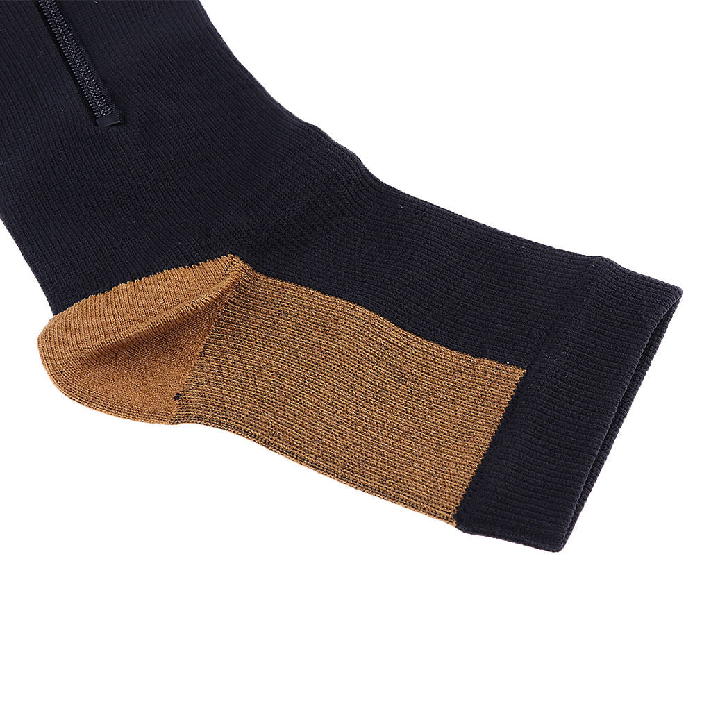 2 Pairs Copper Compression Socks Leg Support Open Toe Stockings XXL