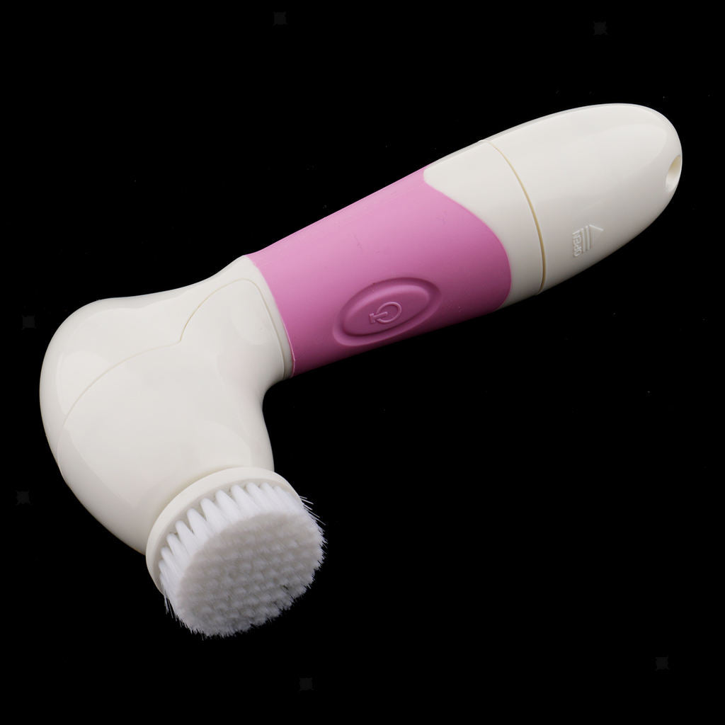 Electric Facial Skin Care Body Massager Scrubber Face Latex Puff Head Pink