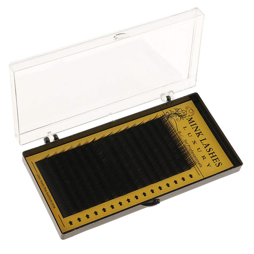16 Rows Individual Eyelash Extensions Semi Permanent Black 0.15 C Curl 8mm