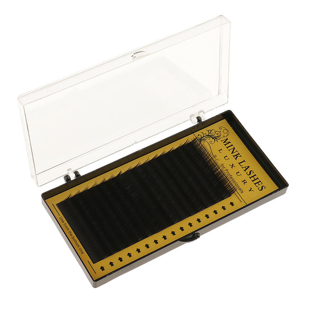 16 Rows Individual Eyelash Extensions Semi Permanent Black 0.15 C Curl 8mm