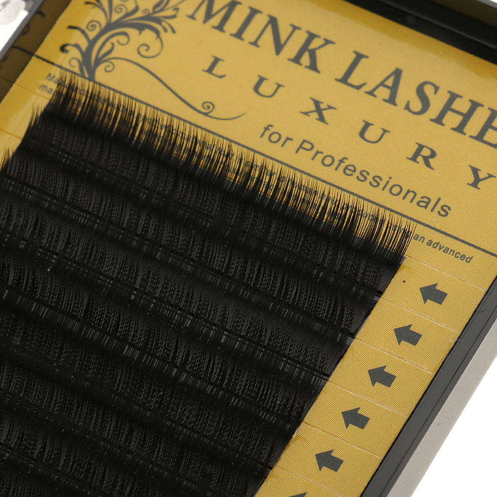 16 Rows Individual Eyelash Extensions Semi Permanent Black 0.15 C Curl 8mm