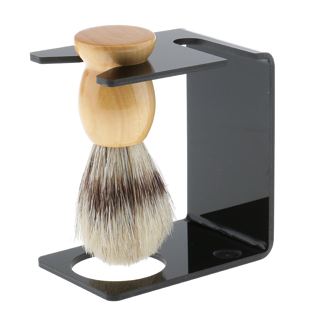 4 in 1 Salon Bristle Hair Shaving Brush Mug Bowl Shave Stand Soap Travel Set