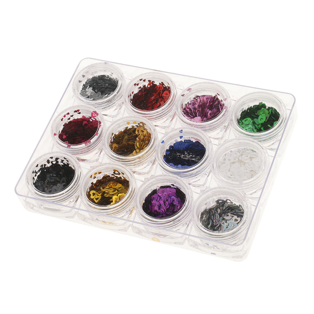 Lot Nail Art Decals Decoration Glitter Tips Sequins Stickers DIY Heart