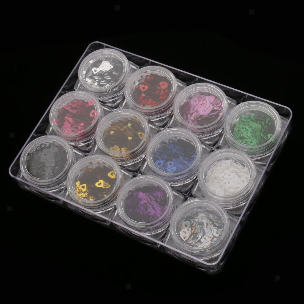 Lot Nail Art Decals Decoration Glitter Tips Sequins Stickers DIY Heart