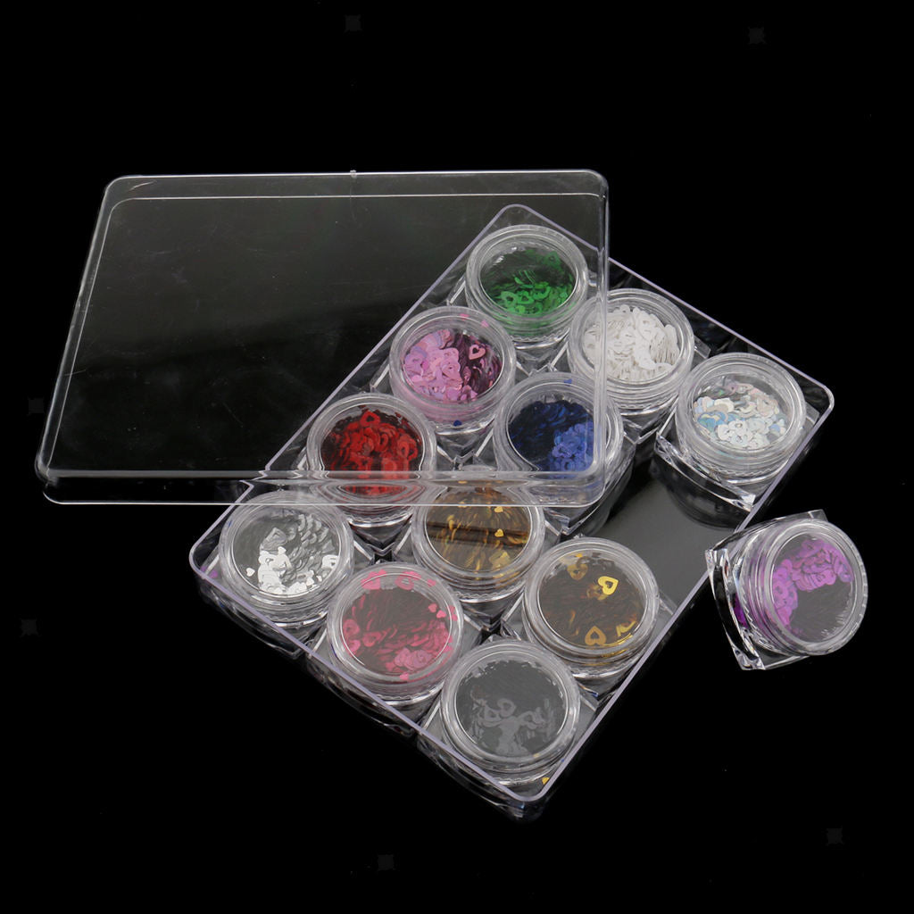 Lot Nail Art Decals Decoration Glitter Tips Sequins Stickers DIY Heart
