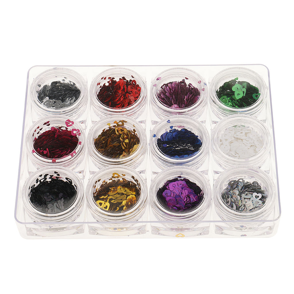 Lot Nail Art Decals Decoration Glitter Tips Sequins Stickers DIY Heart