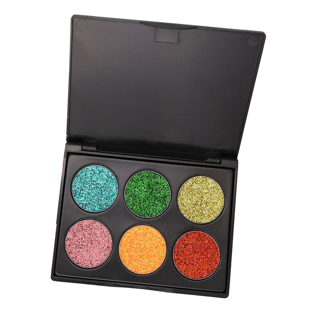 6 Color Glitter Eyeshadow Powder Eye Shadow Cosmetic Palette Shimmer Set #C
