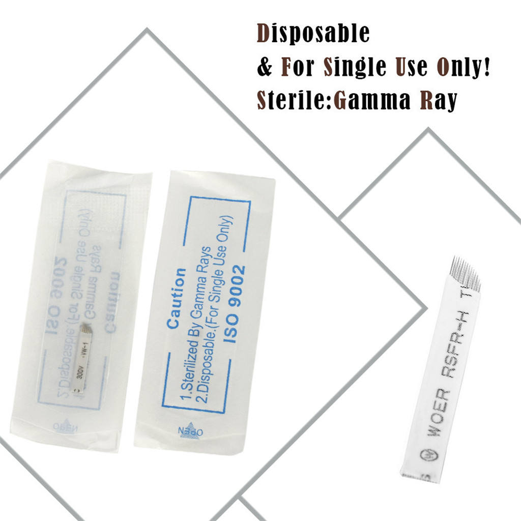 50x Microblading Needle Manual Tattoo Pencil Tool Set with Measurement Ruler