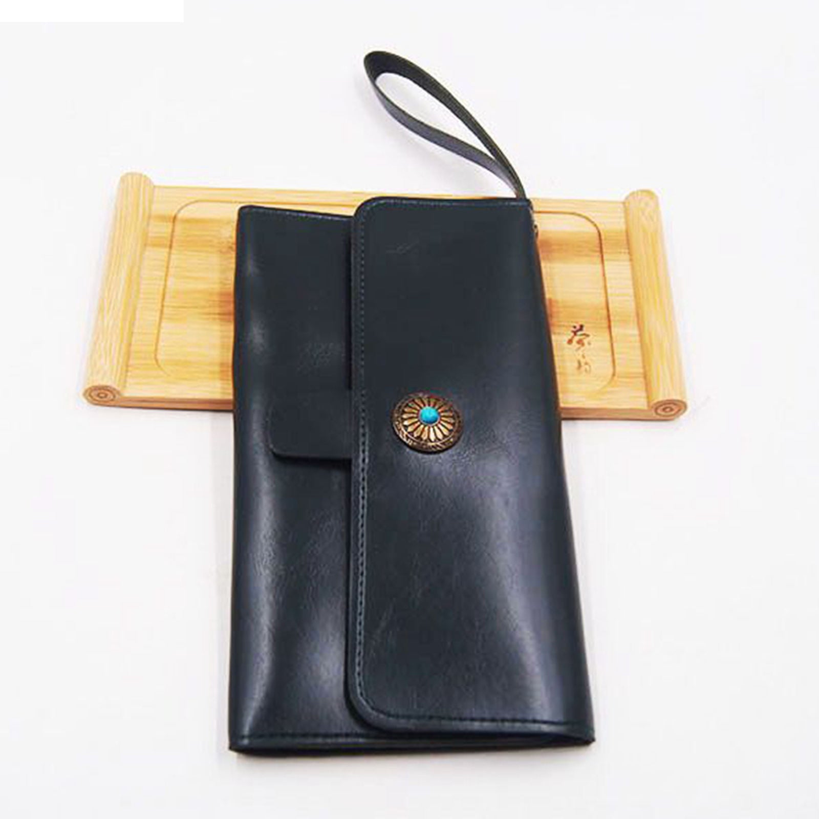 Soft Brown PU Leather Hair Cut Tools Holder Pouch Scissors Shears Case