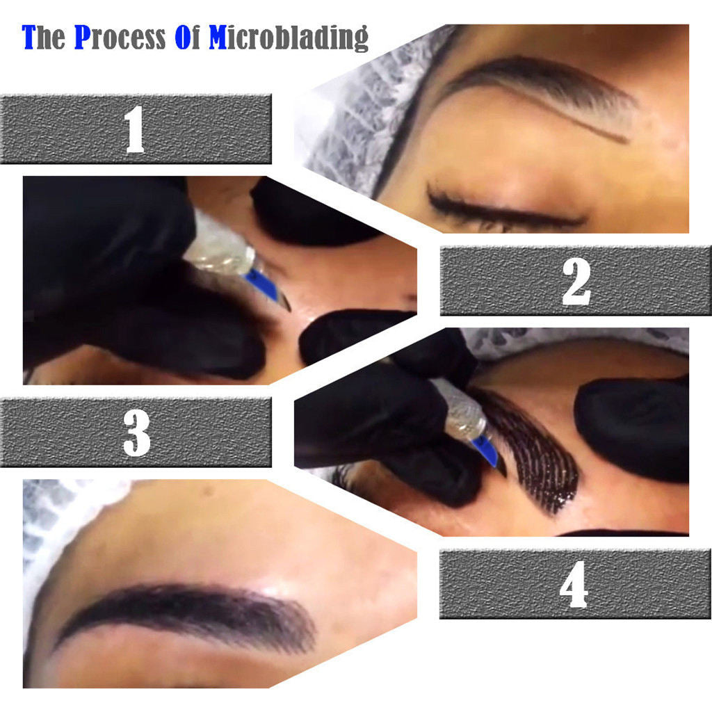 Permanent Makeup Kit Ruler Tattoo Pen Needle Practice Skin Ink Glue Ring Set Red