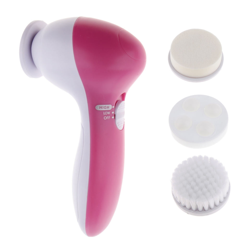 4 in 1 Electric Facial Cleansing Spin Brush Skin Care Massager Scrubber Pink