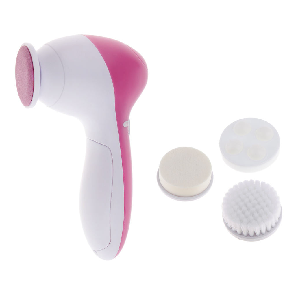 4 in 1 Electric Facial Cleansing Spin Brush Skin Care Massager Scrubber Pink