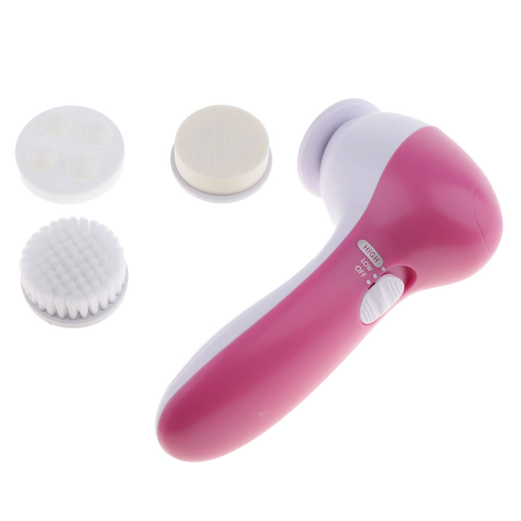 4 in 1 Electric Facial Cleansing Spin Brush Skin Care Massager Scrubber Pink