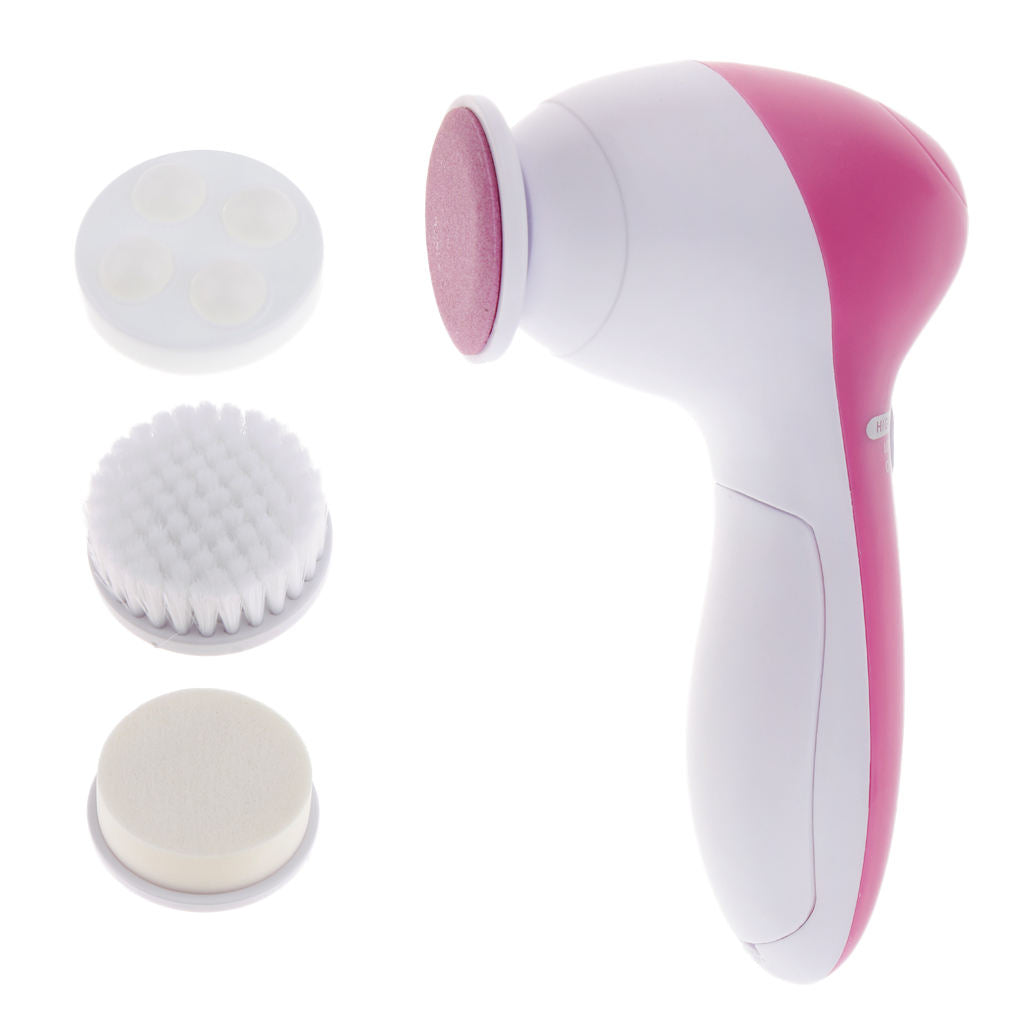4 in 1 Electric Facial Cleansing Spin Brush Skin Care Massager Scrubber Pink
