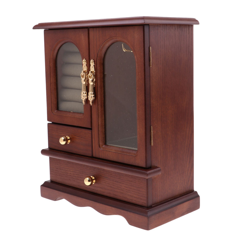 Wooden Jewelry Display Storage Case Rings Organizer Holder Box Retro Color