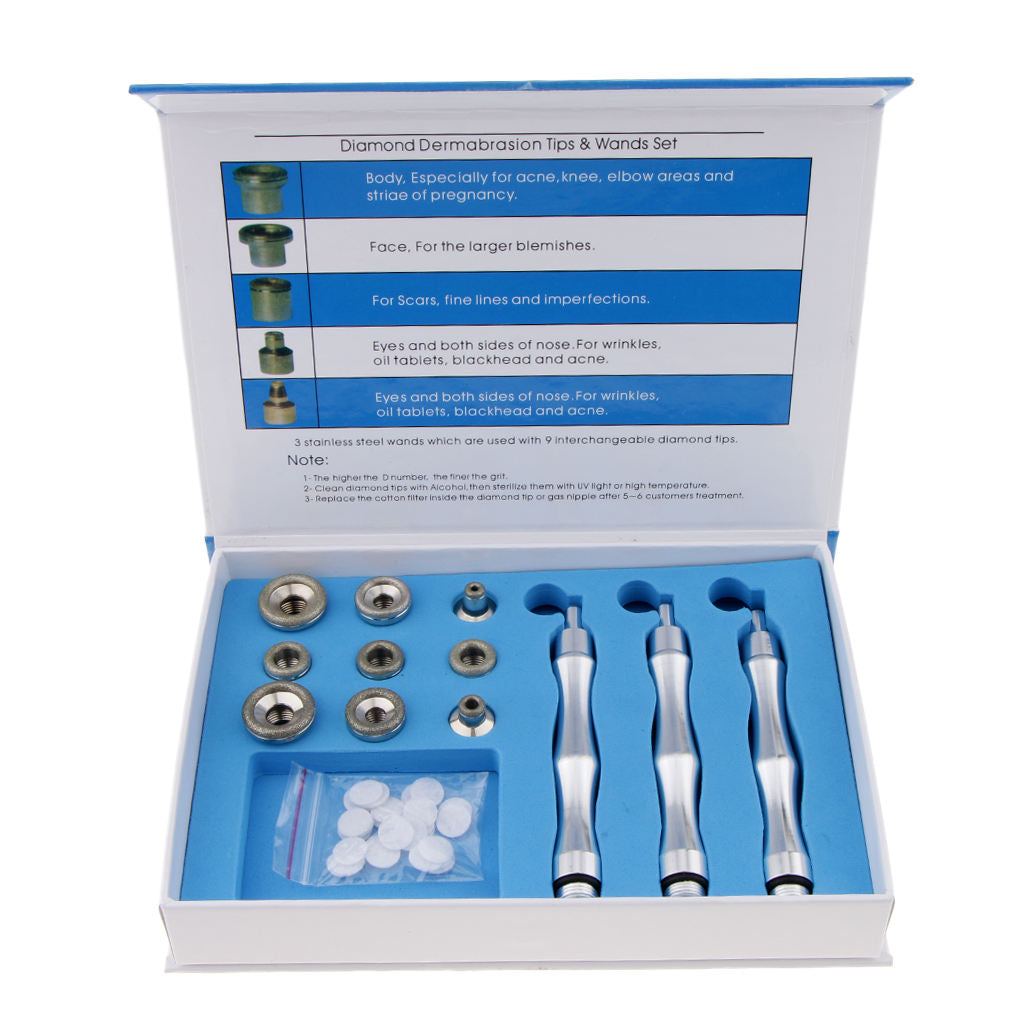 Dermabrasion Diamond Microdermabrasion Wand with Replacement Tips Beauty Tool