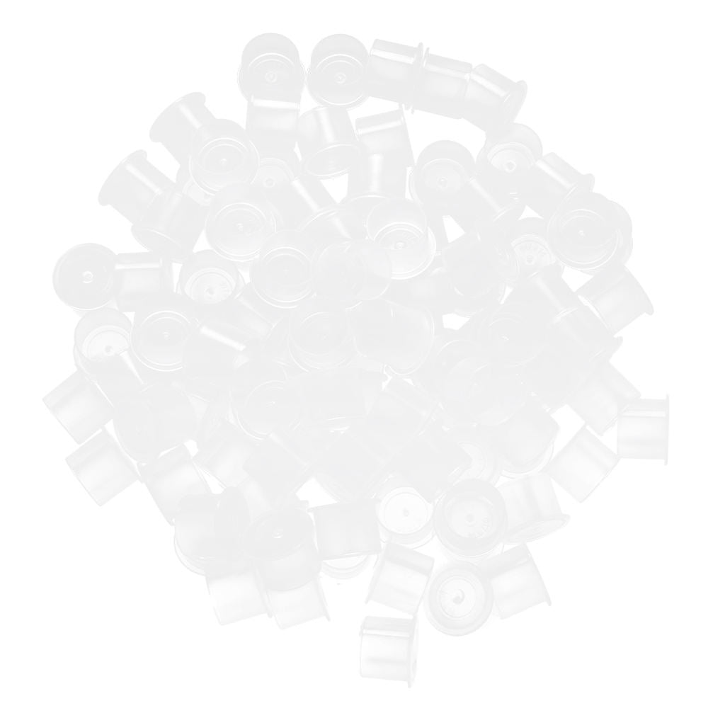 Pack of 100pcs Tattoo Ink Caps with Base Large 15mm, Disposable Clear Plastic