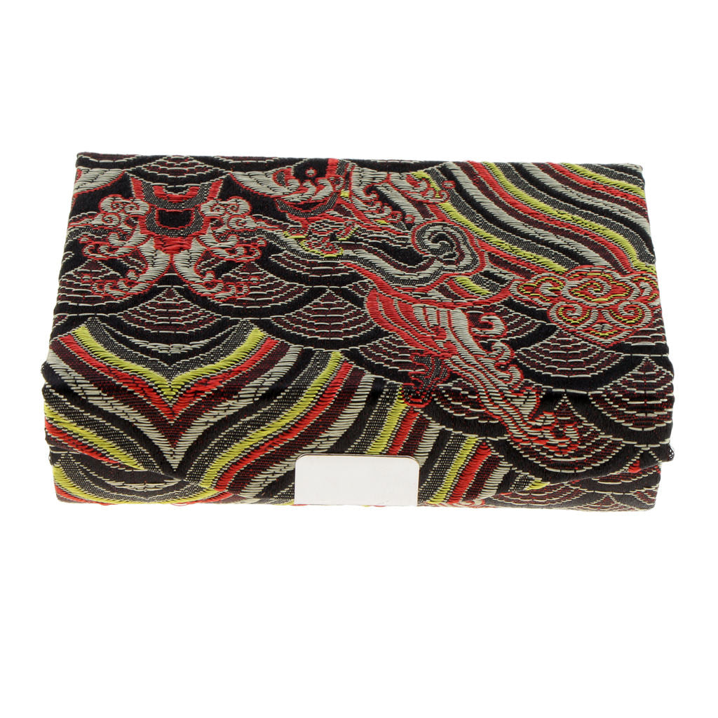 Embroidery Jewelry Makeup Lipstick Holder Case with Mirror Yellow Camouflage