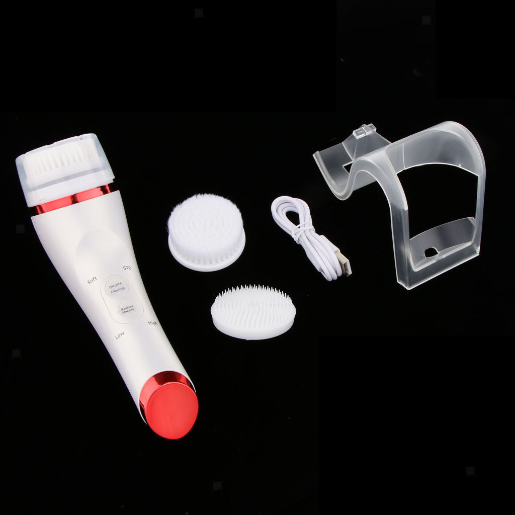2-Way Electric Facial Cleansing Brush Face Cleanser Blackhead Remover Red