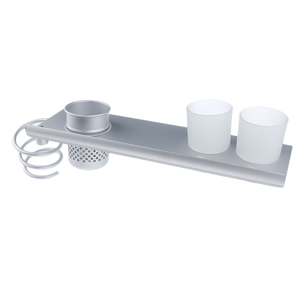 Table Hair Dryer Holder Rack Hair Combs Toothbrush Organizer Hanger w/ Cup B