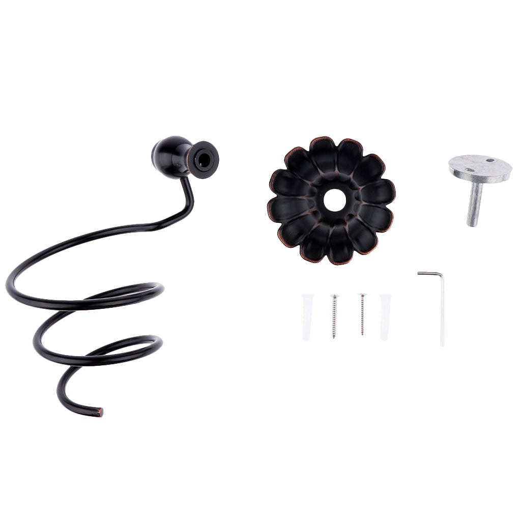 Classical Hair Dryer Holder Hair Blower Dryer Rack Wall Mounted Flower Base