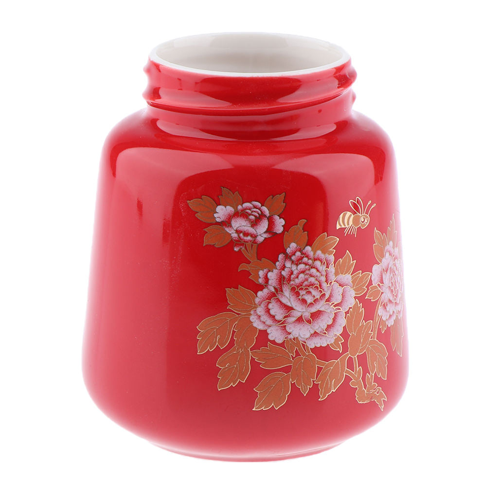 Leakproof Empty Ceramic Powder Makeup Pot Honey Tea Tin Bottle Containers Red