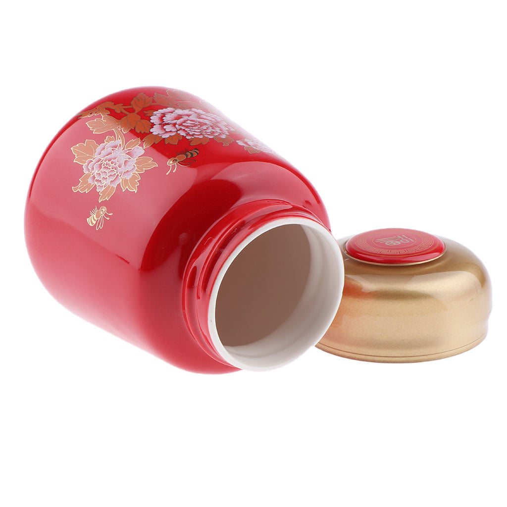 Leakproof Empty Ceramic Powder Makeup Pot Honey Tea Tin Bottle Containers Red