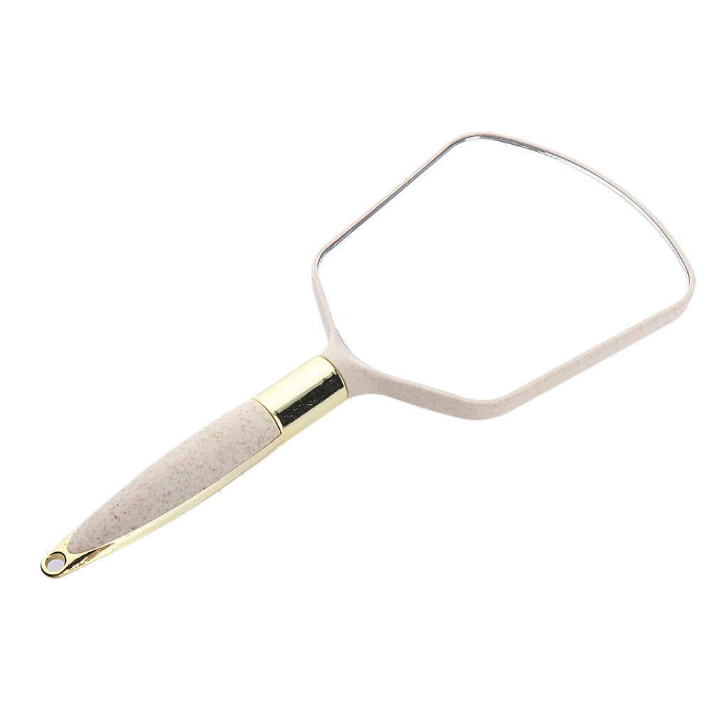 2pcs Travel Portable Plastic Handheld Makeup Cosmetic Vanity HD Mirror Beige