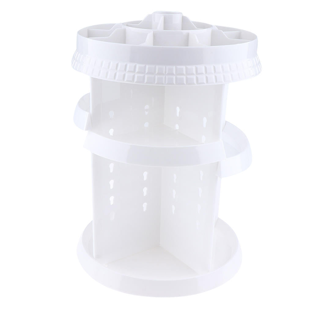 Makeup Organizer 360 Rotating Multi-Function Plastic Cosmetic Storage Box White