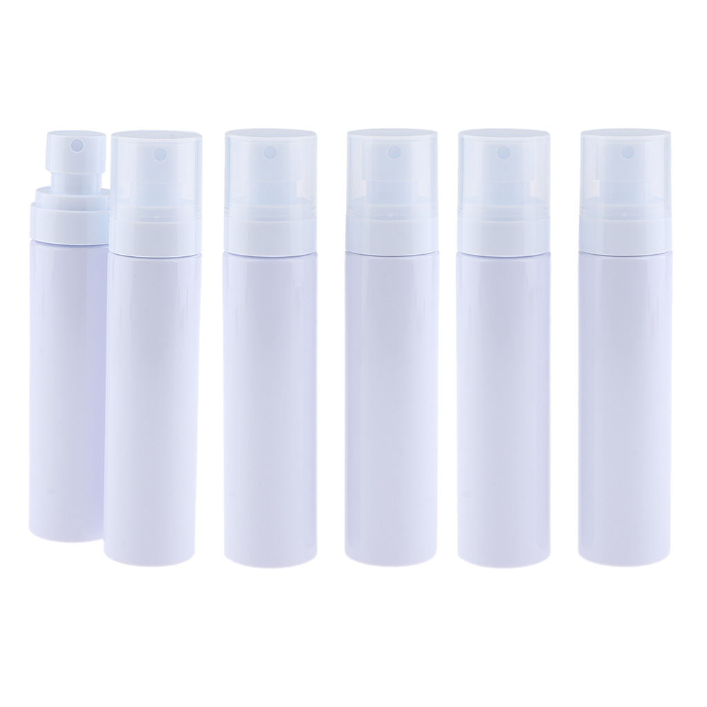 6pcs PET Empty Fine Mist Spray Bottles Water Sprayer Refillable White 100ml