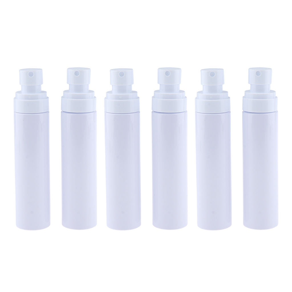 6pcs PET Empty Fine Mist Spray Bottles Water Sprayer Refillable White 100ml
