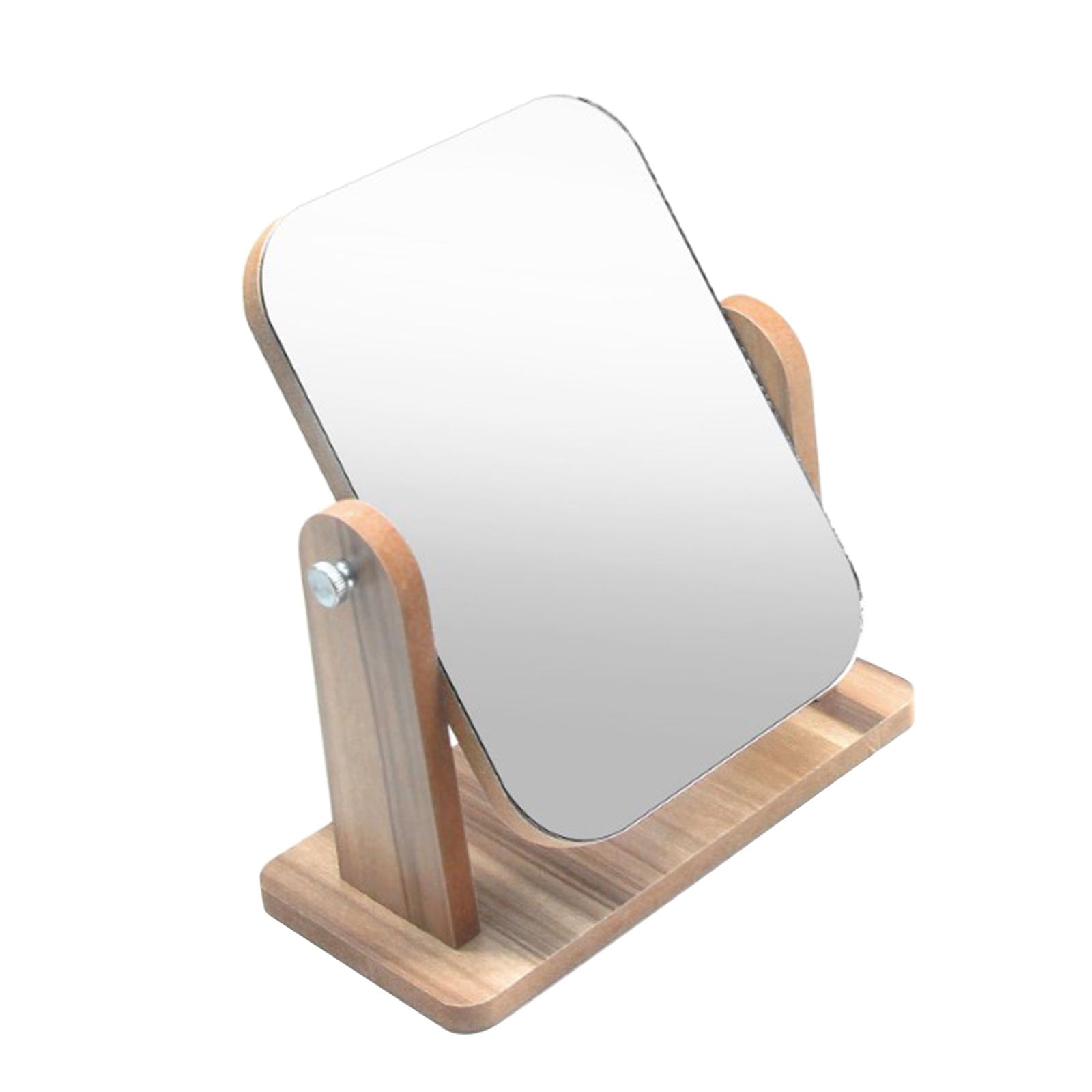 2Pcs Desktop HD Makeup Mirror w/ Wood Frame Free-Standing Large/Medium Size