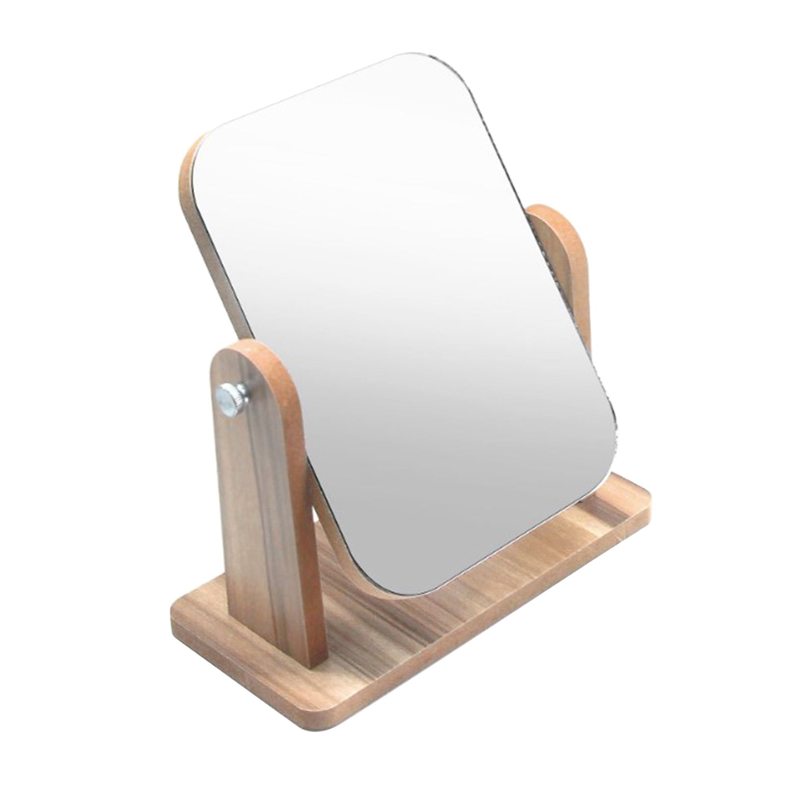 2Pcs Desktop HD Makeup Mirror w/ Wood Frame Free-Standing Large/Medium Size