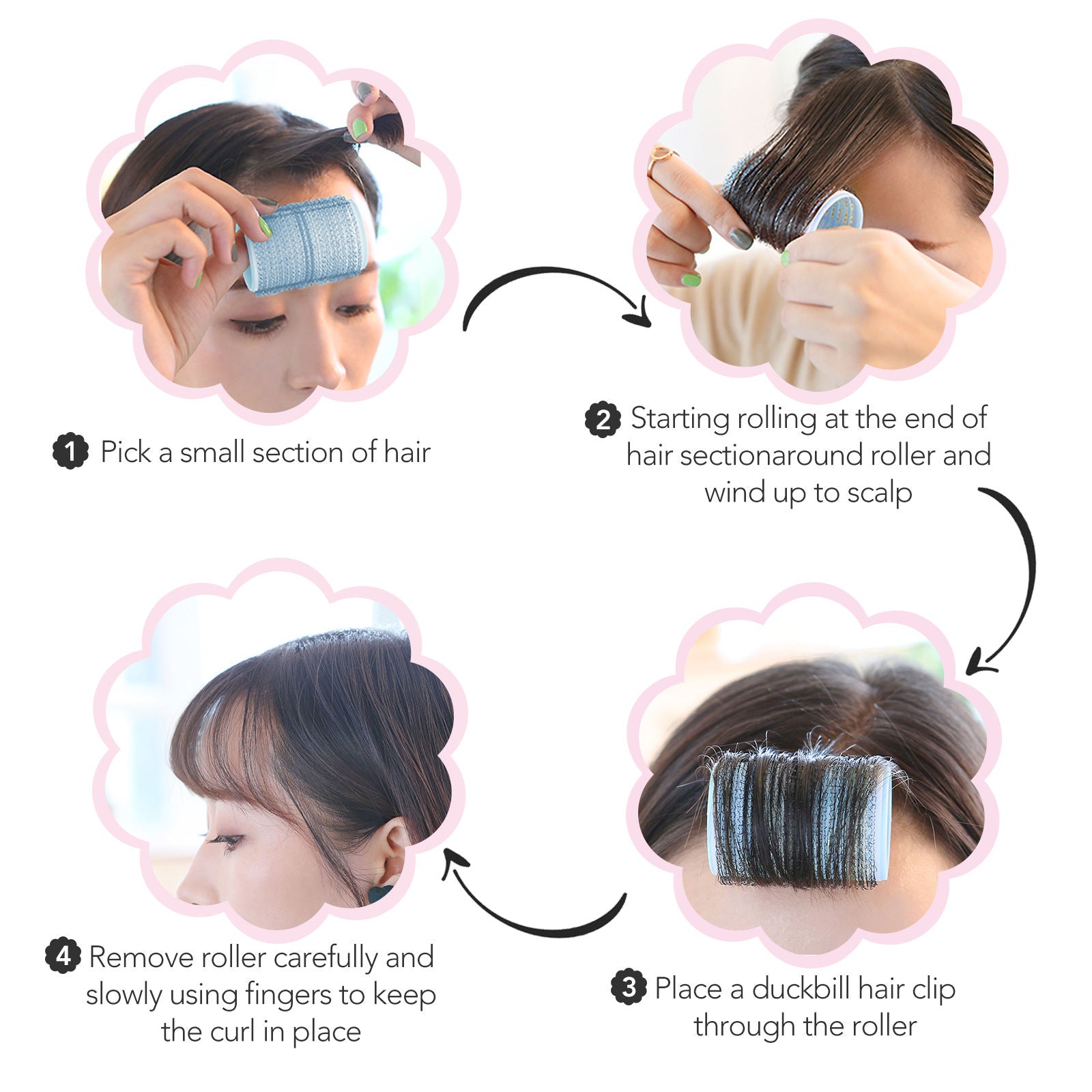 Plastic Hair Roller Curling Curls Bangs Roller Self Grip Hair Rollers 44mm