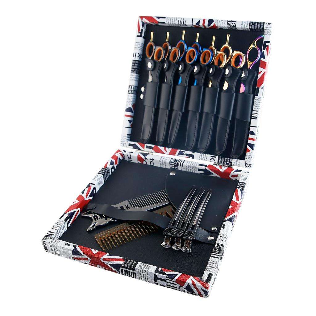 Durable Square Hair Styling Scissors Clips Combs Case Pouch Hold 7 Scissors