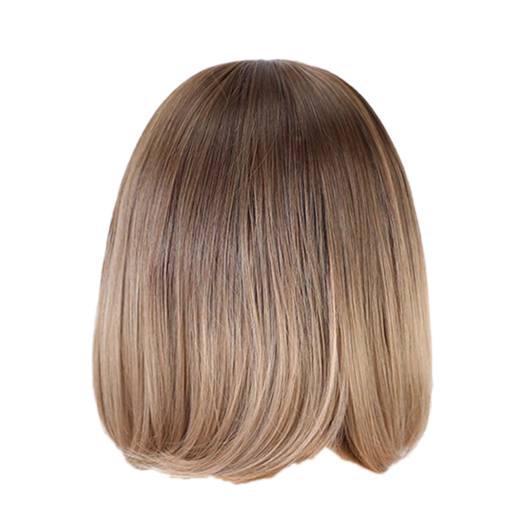 Short Bob Hair Wigs 12 inch Straight Human Hair with Side Bangs, Fashion Wig for