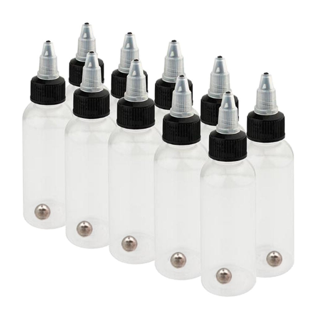 20Pcs Spare Clear Tattoo Paint Airbrush Ink Pigment Bottles Body Tattoo 60ml