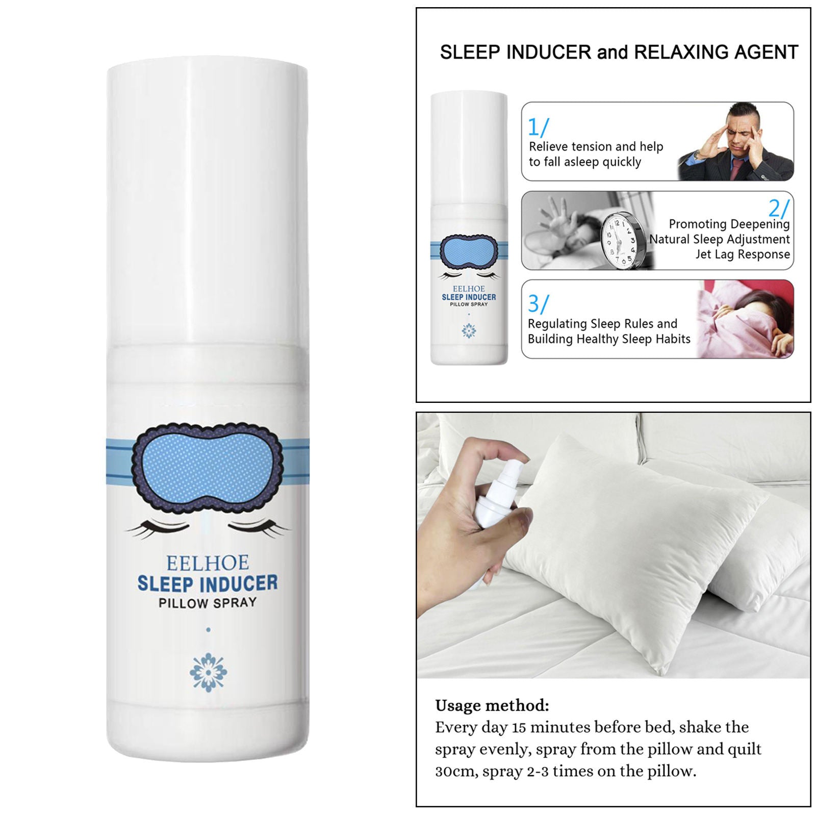 Sleep Pillow Spray Mist Natural Sleep Aid for Rooms Improve Sleep Quality