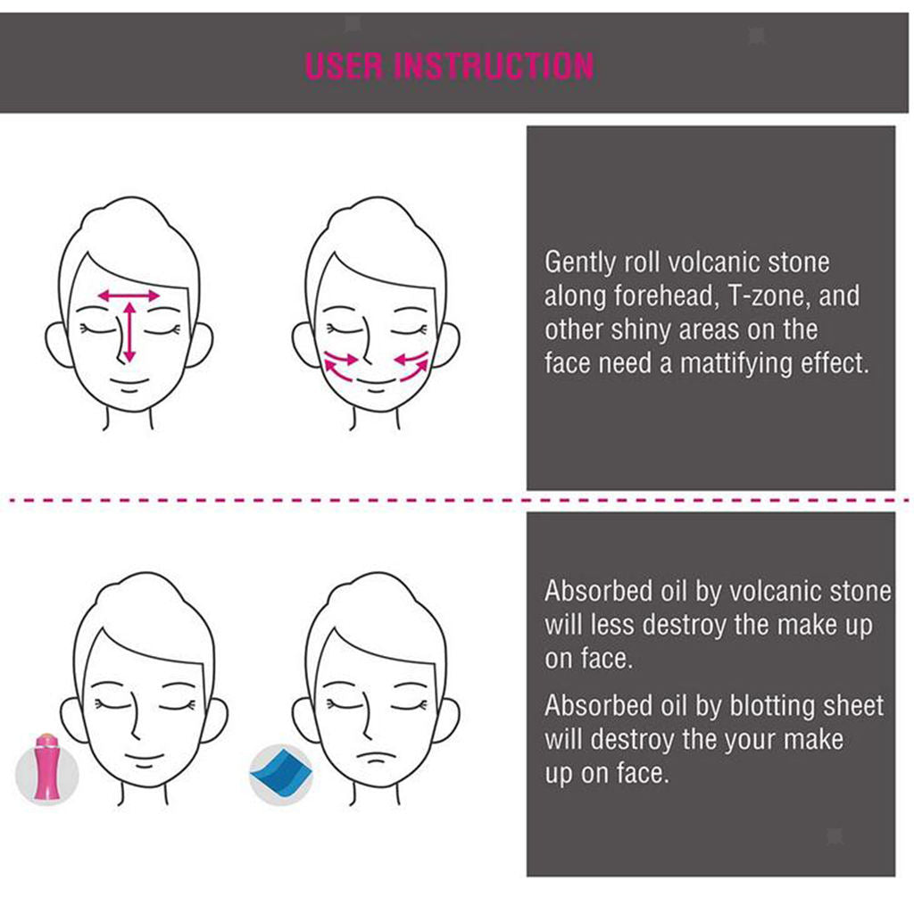 Facial Oil-Absorbing Natural Volcanic Face Roller Skincare Oil Removing