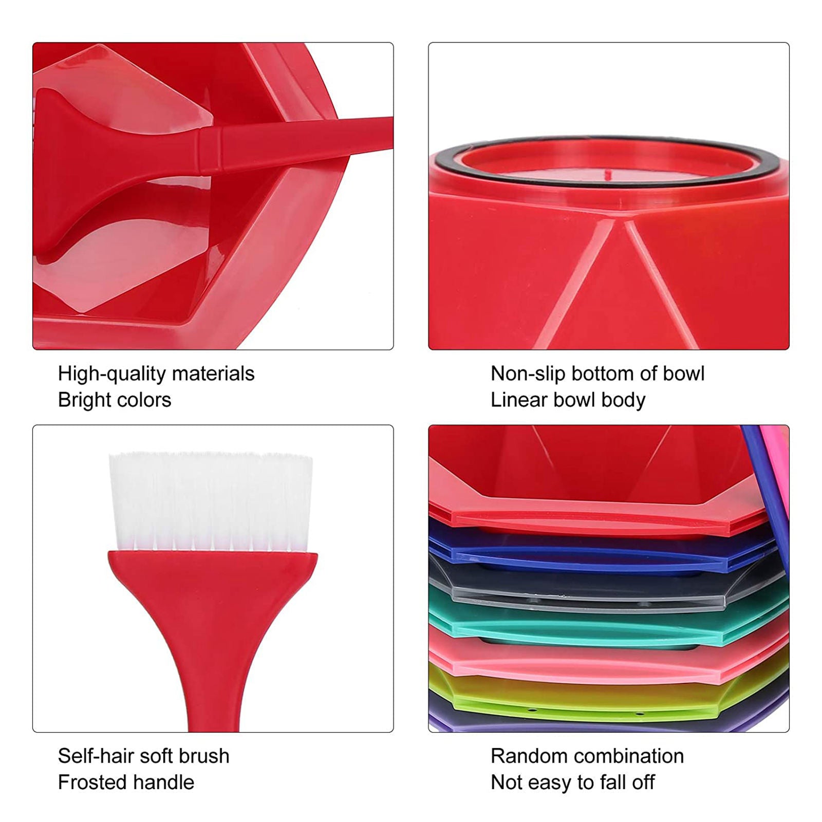 Pro Colorful Hair Coloring Brushes Plastic Stirring Bowl Set Salon Tools