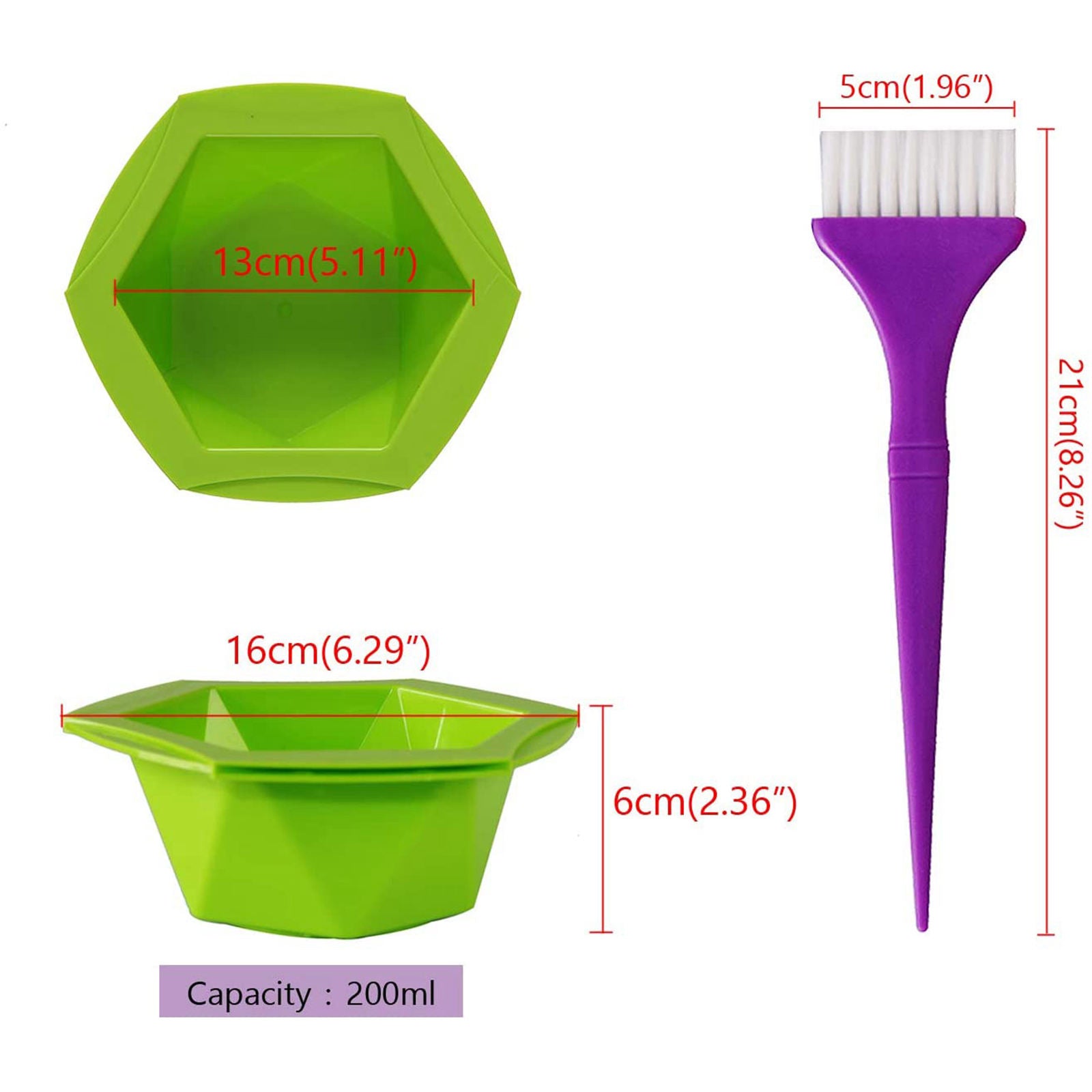Pro Colorful Hair Coloring Brushes Plastic Stirring Bowl Set Salon Tools