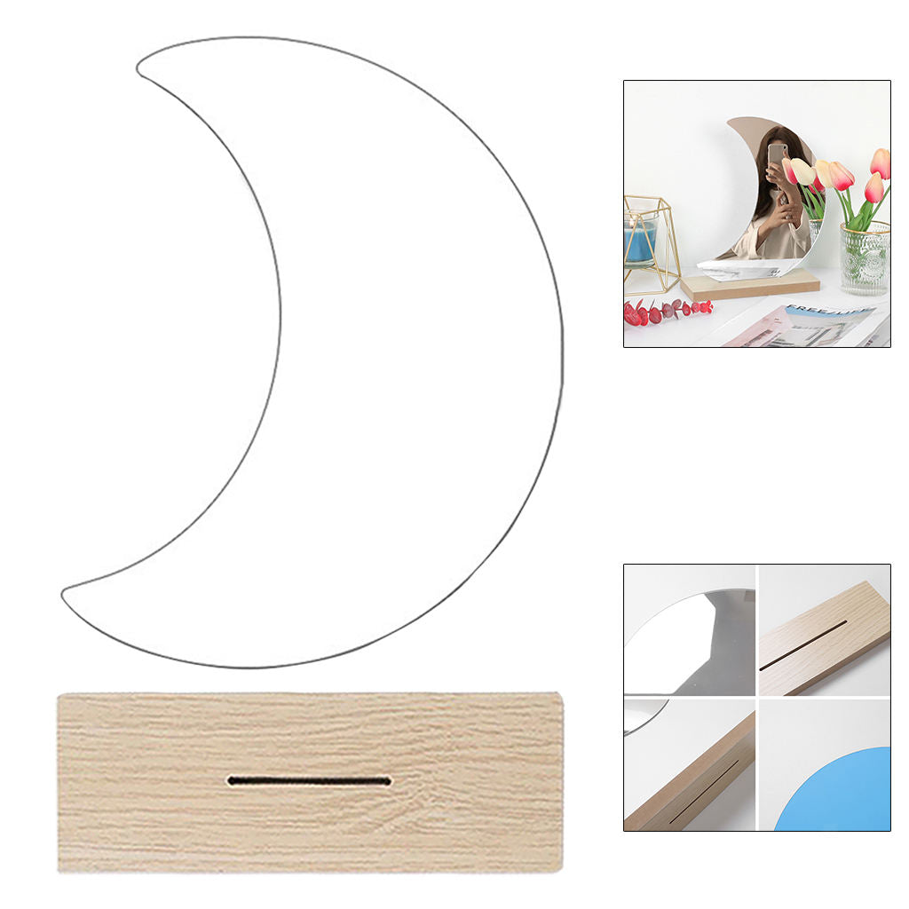 Irregular Acrylic Makeup Mirror Decorative Mirror Wooden Base for Bathroom I
